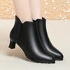 Moda Outono Feminina Elegante Salto Agulha Pontiagudo Preto Sapatos de Trabalho Profissionais Plus Size Elegante Botas de Couro de Cor Sólida