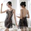 Yiyue Novo Pijama Sexy Decote Profundo Costas Nuas Roupa Íntima Sexy Tamanho Grande Alça Renda Cílios Roupa de Dormir 8027
