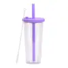 Novo 2024 700ml Camada Dupla Plástico Grande Abertura Copo com Canudo Transparente Pérola Copo para Milk Tea Copo com Canudo BOBA