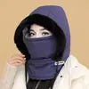 Chapéu Lei Feng Quente de Inverno com Forro de Lã, Chapéu Integrado com Máscara Espessa à Prova de Frio e Cachecol, Capacete à Prova de Vento para Ciclismo ao Ar Livre