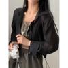 Camisa Dongdaemun de tiro alto, elegante, holgada, con un solo pecho, con cordón ajustable y protección solar para mujer