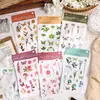 Dream Dance Flor da Estação Série de Flores Adesivos de Transferência Planta e Floral Decoração de Diário Material Base 3 Folhas 6 Designs