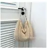 Bolso Cruzado de Imitación Piel de Visón de un Solo Hombro para Mujer Moda Otoño Invierno Estilo Perezoso Bolso Tote de Gran Capacidad Tacto de Alta Gama Bolso de Felpa