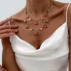 Collar minimalista de moda de doble capa con diseño de corazón y cereza, el más vendido transfronterizo, accesorio para el cuello cadena de clavícula de corazón de plátano de alta gama