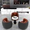 Sofá individual de cuero de lujo ligero, combinación de mesa y silla para recepción de hotel, salón de belleza, negociación, oficina