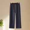 Novedad Otoño Jeans Rectos de Pierna Ancha para Mujeres Madres, Moda Versátil para Mujeres de Mediana Edad Pantalones con Cintura Elástica