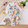 24 Europa y Estados Unidos otoño e invierno nuevo top de manga larga de canalé para niños pantalón de tirantes con estampado de flor de amor traje para niñas