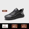 Zapatos Casuales para Hombre de Cuero Genuino Negro, Nuevos Zapatos de Senderismo para Exteriores, Zapatos Deportivos Ligeros Transpirables Antideslizantes, Zapatos de Trabajo para Hombre