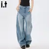 Jeans de Pierna Ancha Estilo Hip-Hop Americano High Street para Mujer, Verano Modernos Versátiles Nuevos Pantalones Scimitar Sueltos Pantalones Rectos Largos