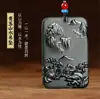 Jade Hetian de Xinjiang Zafiro Verde Torre Primera Calidad Material Fino Cuatro Brazos Guanyin Colgante de Paisaje para Hombres y Mujeres Colgante de Jade
