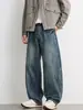 Pantalones Curvos Estilo Retro Americano para Hombre Shanggu, Jeans de Alta Moda con Estampado de Rayos de Cintura Media