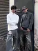 Nuevo Top Base de Felpa Doble Cara de Cuello Medio Alto para Otoño e Invierno Ropa Interior Cálida Casual Gris Oscuro Blanco