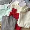 Suéter de punto suave y acogedor para mujer transfronterizo al por mayor con cuello alto pequeño, camiseta base de manga larga, cuello semi-alto, nueva prenda superior de moda para otoño e invierno