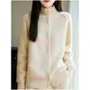 Cárdigan Casual Suave 2026 para Mujer, Suéter de Punto con Cuello Alto Abotonado, Versátil y Elegante, Top que Reduce la Edad
