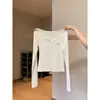 Camiseta Feminina de Outono Plus Size Slim-Fit de Manga Longa com Renda nos Ombros