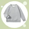 Camiseta Básica Holgada de Cuello Redondo para Niños y Niñas de Comercio Exterior, Chaqueta Superior para Niños Mayores, Sudadera de Algodón para Niños de Color Sólido