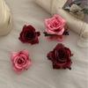 Pinza de pelo de flor artificial de rosa retro para niña, flequillo lateral, pinza de pico de pato, tocado de flor, accesorios para fotos de viaje