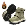 Botas de nieve de invierno 2026 nuevas, engrosadas, impermeables, de caña alta para niños, zapatos de algodón de media pantorrilla para niños con suelas gruesas