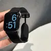 Adequado para Homens e Mulheres, Pulseira de Relógio Apple Iwatchs12Ultra9876543 com Fivela Magnética Dobrável Couro