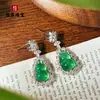 Nuevos Pendientes de Calabaza de Calcedonia Verde de Gama Alta Estilo Chino Pendientes de Calcedonia Rosa Nuevos Versátiles Exquisitos Pendientes de Calcedonia Blanca