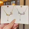 Collar de Acero de Titanio con Borla de Mariposa y Perla, Cadena de Cuello de Lujo Ligero de Nicho de Gama Alta, Exquisito y Etéreo Accesorio de Cadena para Clavícula