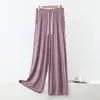 Pantalones de Algodón Finos de Talla Grande para Mujer, Primavera/Verano, Pierna Ancha, con Cordón, Cintura Elástica, Bolsillos, Pantalones para Casa, Pantalones Casuales Anti-Mosquitos para Uso al Aire Libre