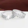 Venta al por mayor transfronteriza de anillos dobles redondos geométricos dulces de circón, conjuntos de anillos de lujo ligero modernos y exquisitos, venta al por mayor del fabricante de joyería