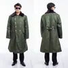 Abrigo de algodón color verde militar al por mayor para hombre, engrosado, largo, por encima de la rodilla, chaqueta de algodón cálida para invierno, a prueba de frío, adecuado para personal de seguridad y socorro en desastres