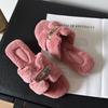 Pantuflas de Felpa Versátiles de Moda para Mujer, Nuevo Estilo Otoño e Invierno, Pantuflas Planas Cómodas para Usar al Aire Libre, Pantuflas Suaves para Damas