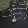 Collar de Plata Pura 999 Trébol de Cuatro Hojas para Mujer, Cadena para Clavícula de Gama Alta de Nicho, Cadena para el Cuello Estilo Hada con Circonita Rosa de Instagram