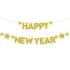 Bandeira de Feliz Ano Novo Banner de Feliz Ano Novo Decoração de Feliz Ano Novo Montagem de Cena de Festa Banner Brilhante de Ano Novo