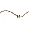 Ins Design de Luxo Leve de Nicho Sense Borboleta Verde Colar Gargantilha Retro Francesa Corrente de Clavícula Corrente de Pescoço Elegante Tendência