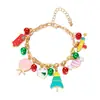 Pulsera Linda Transfronteriza Europea y Americana de Navidad Pulsera con Colgante de Elemento Navideño Joyería de Mano de Papá Noel Festiva de Vacaciones