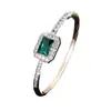 Pulsera de Mujer de Moda Europea y Americana de Lujo con Circonita Esmeralda, Pulsera Versátil de Lujo Ligero, Joyería Transfronteriza al por Mayor
