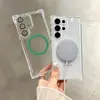 Sencilla y de alta gama, adecuada para múltiples modelos de Samsung, elegante funda de teléfono con atracción magnética, ligera, transparente, cobertura total y protección anticaídas