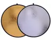 Fotografía en vivo reflector dos en uno de 80 cm dorado y plateado tablero de luz suave plegable tablero de luz de relleno ancla con bolsa portátil