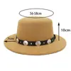Sombrero de Fieltro Estilo Étnico Europeo y Americano Decoración de Correa Sombrero de Mujer de Gama Alta Otoño e Invierno Sombrero de Jazz de Caballero Británico