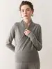 Suéter Base de Punto de Cachemira para Mujer, Color Sólido, Cuello en V Cruzado Estilo Coreano, Elegante y Adelgazante, Holgado y Cálido, Adecuado como Capa Interior