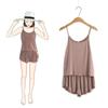 Conjunto de Pijama de Verão Estilo Coreano Cor Sólida Tamanho Plus Camisola e Shorts Roupa de Dormir Feminina Conjunto de Duas Peças Respirável