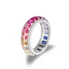 Anillo octogonal de caramelo colorido S925 europeo y americano transfronterizo de 3*4 mm, nuevo diseño simple de nicho con gemas de colores cultivadas incrustadas