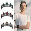 Comercio Exterior Exportación Más Vendido Set de Pendientes Corona de Novia Tiara Diadema Azul Princesa Elsa para Mujer Elegante