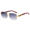 Gafas de sol metálicas de borde cortado estilo retro transfronterizas para hombre, Gafas de sol modernas anti-UV, Sin montura de alta gama europeas y americanas