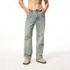 Novos Jeans Rasgados Lyocell de Perna Reta Estilo Verão e Primavera Clanfit