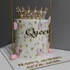 Estilo Ins Transfronterizo Gran Descuento Corona Acrílica Reina Decoración para Pastel Feliz Cumpleaños Inserto Personalizable