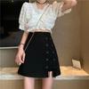 Liquidación W035 Falda Negra de Verano para Mujer Cintura Alta Falda Línea A Sentido del Diseño Ins Trendy Falda de Cadera Falda