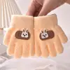Guantes Personalizados para Niños Dibujos Animados Cálidos y Resistentes al Frío Invierno Terciopelo de Partículas Tejidos de Cinco Dedos Guantes para Bebé para Niños y Niñas