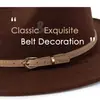 Sombrero de Sol para Exteriores Clásico Fieltro Fedora Ala Ancha Moda Sombrero Jazz con Hebilla de Cinturón