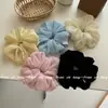 Anillo para el pelo esponjoso estilo perezoso, anillo para el pelo suave y elástico color macarrón, simple para la parte trasera de la cabeza, cola de caballo, textura de flor, cuerda para la cabeza