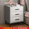 Mesa de noche de madera maciza ensamblada con chapa de piedra, cama de lujo ligero, mueble de almacenamiento pequeño moderno simple para dormitorio del hogar