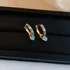 Elegância vintage! Brincos de franja em gota d'água com zircônia azul, brincos estilo corte francês, sensação de luxo leve e alta qualidade para mulheres